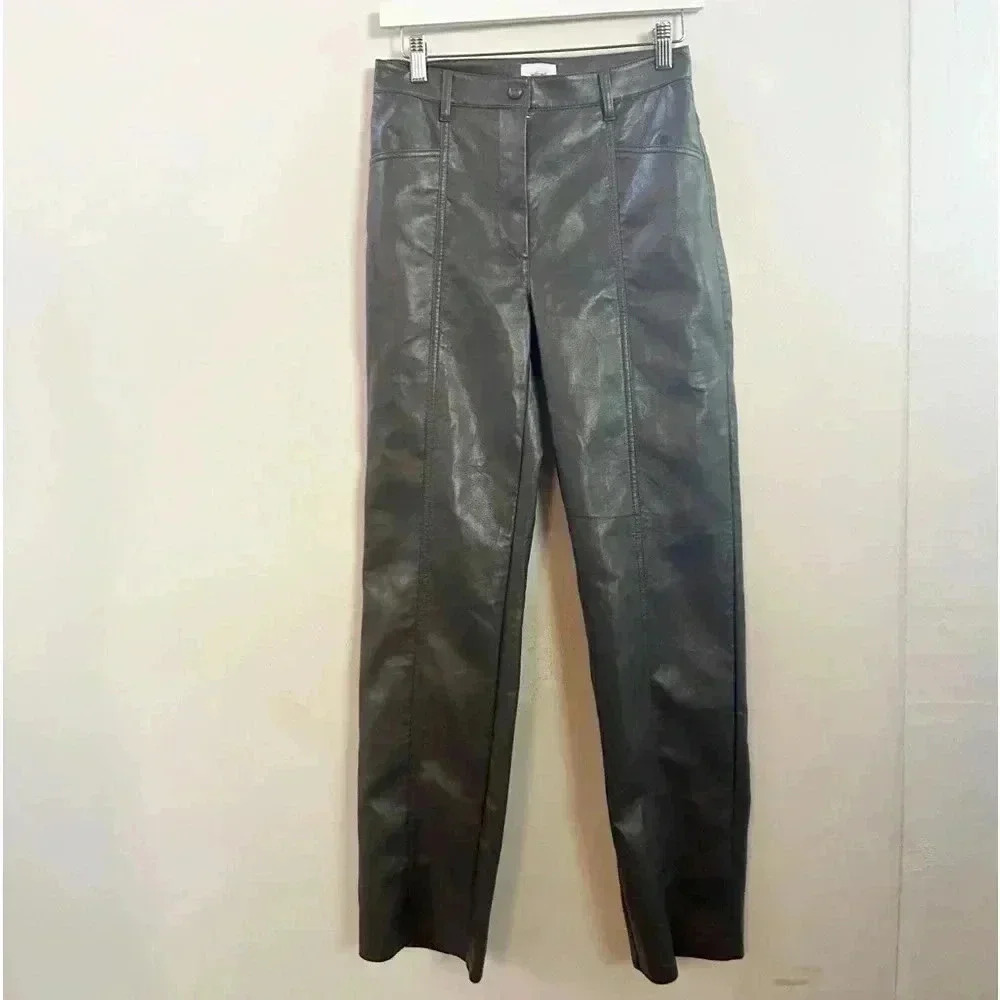 Wilfred dark gray faux‎ leather pants 4